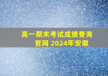 高一期末考试成绩查询官网 2024年安徽